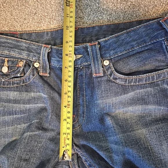 True Religion Dark Blue Flare Jeans with Embroidery - Picture 6 of 8